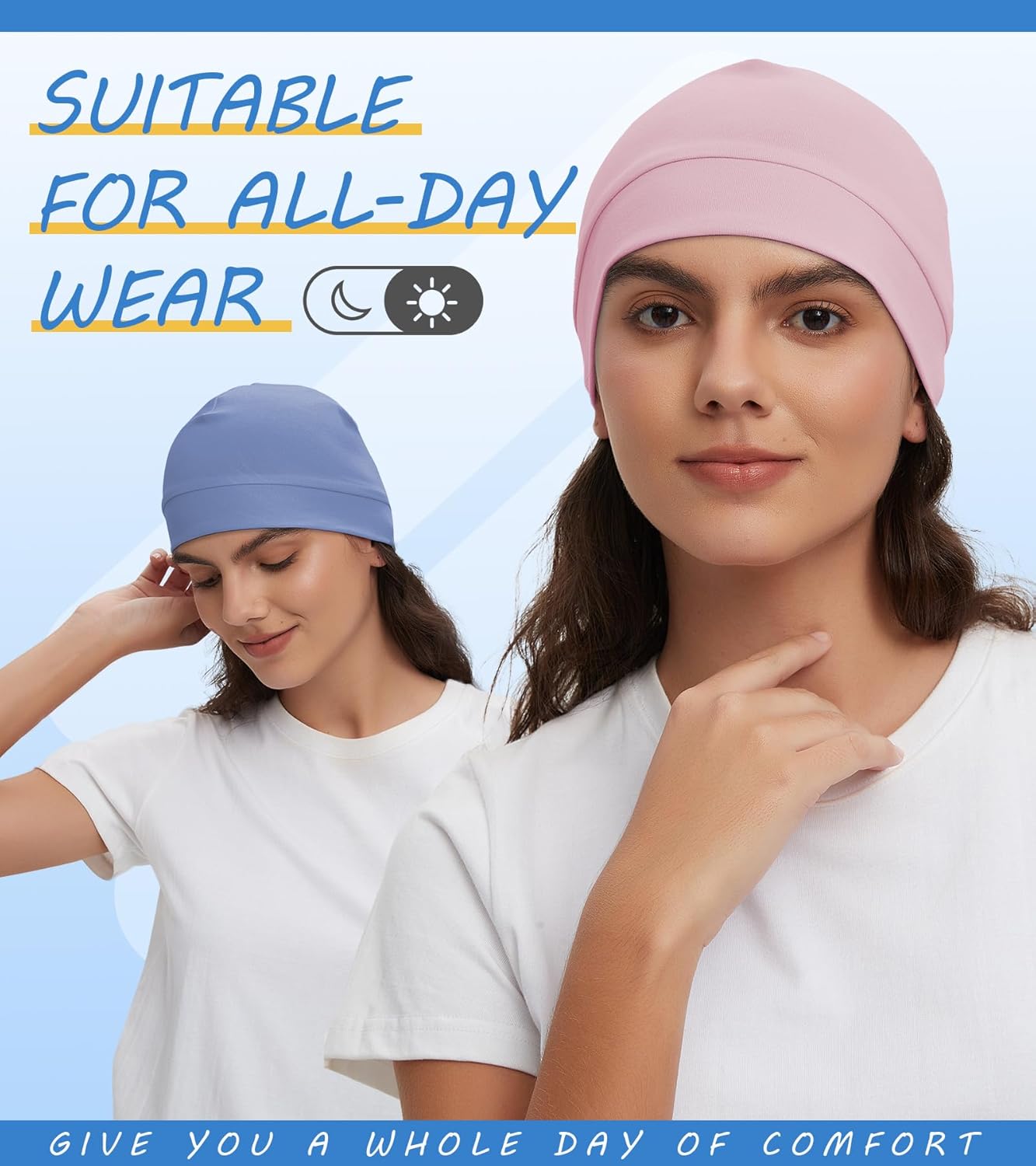 3 Pieces Cotton Skull Caps for Men Women Chemo Headwear Lightweight Beanie Sleeping Cap Helmet Liner