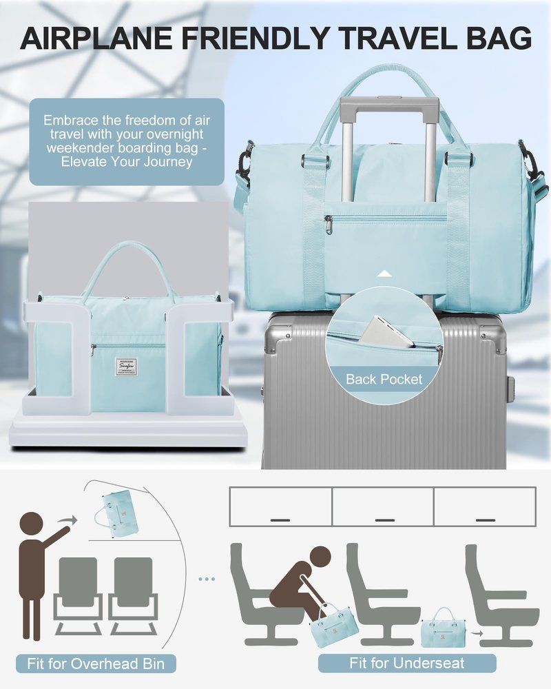 Gym Bag Womens Mens with Shoes Compartment and Wet Pocket Travel Duffel Bag for Women for Plane Sport Gym Tote Bags with Toiletry Bag Waterproof Weekend Overnight Carry on Bag Hospital Holdalls