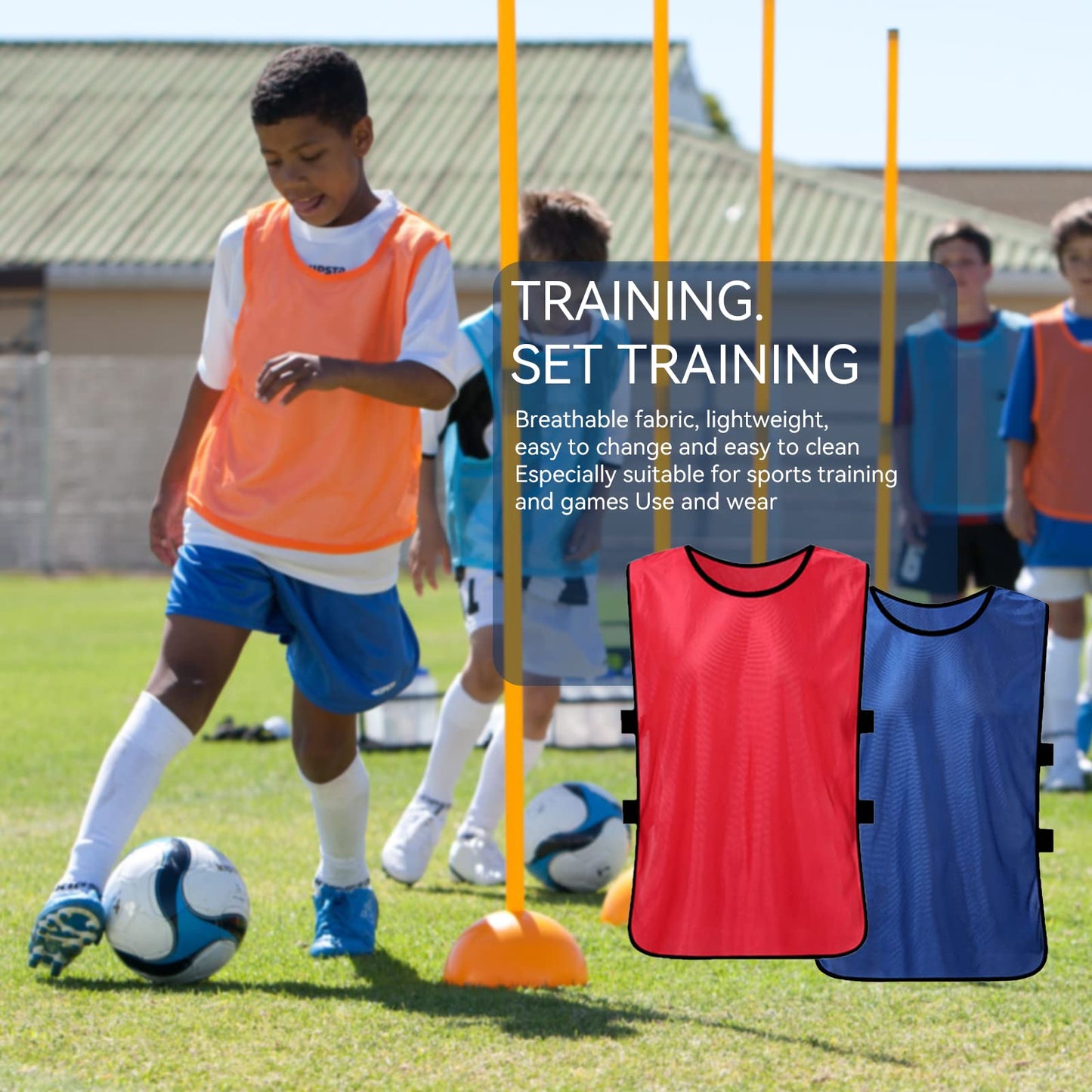 24 Pack Scrimmage Team Soccer Pinnies Vests Jerseys with Belt, Basketball Football Practice Jerseys for Men, Team Training Practice Vests Pinnies for Sports Youth and Adult