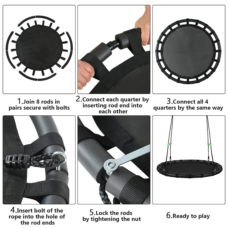 Tree Swing with PP Mat - Durable, Safe, and Easy to Install,Black