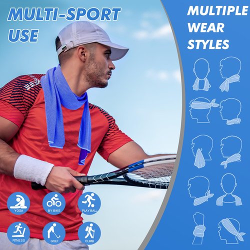 CSITE 4 Pack (47"x12") Cooling Towels for Neck and Face, Soft Breathable Ice Towel for Hot Weather, Yoga, Sport, Gym, Workout, Running, Fitness, Camping