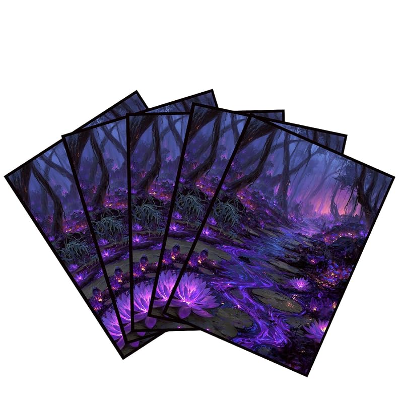 Black MTG Card Sleeves 104+4 Full Art Panoramic Lands, Premium Matte