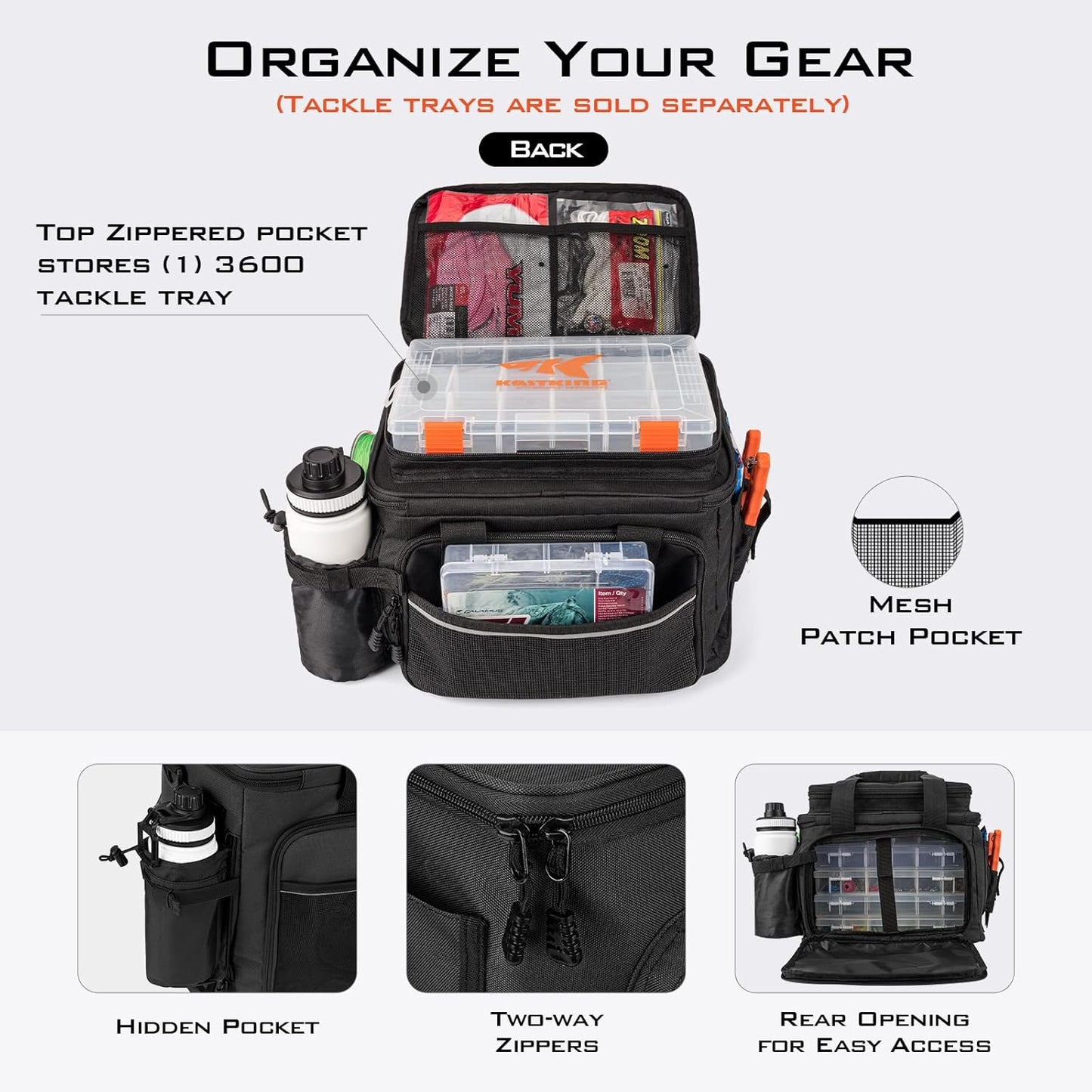 KastKing Fishing Tackle Bags - Saltwater & Freshwater Fishing Bags - Water Resistant, Padded Shoulder Strap - Gear Storage