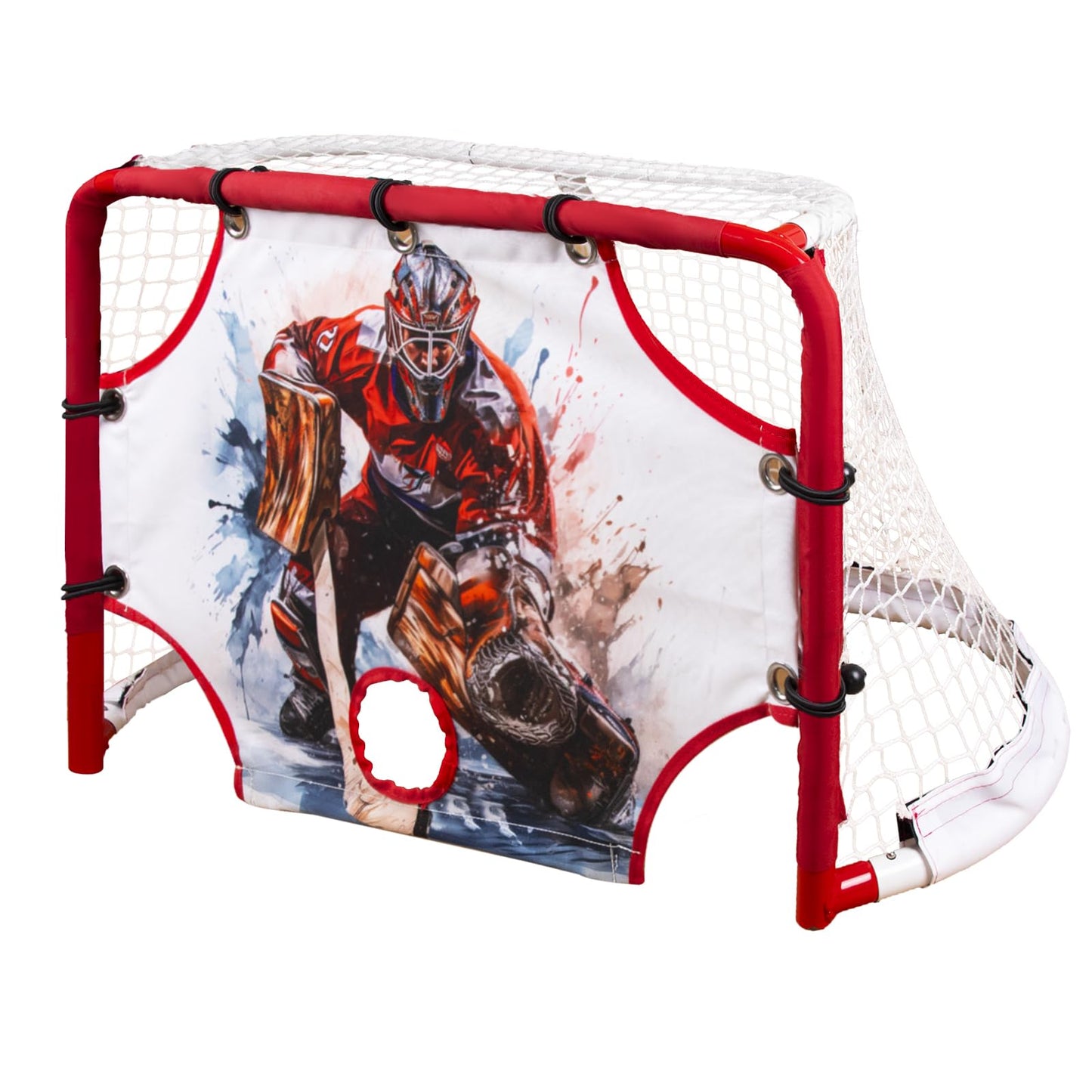 Kasifei Mini Steel Hockey Net with Shooter Tutor, 30" x 20" Heavy Duty Hockey Goal for Kids