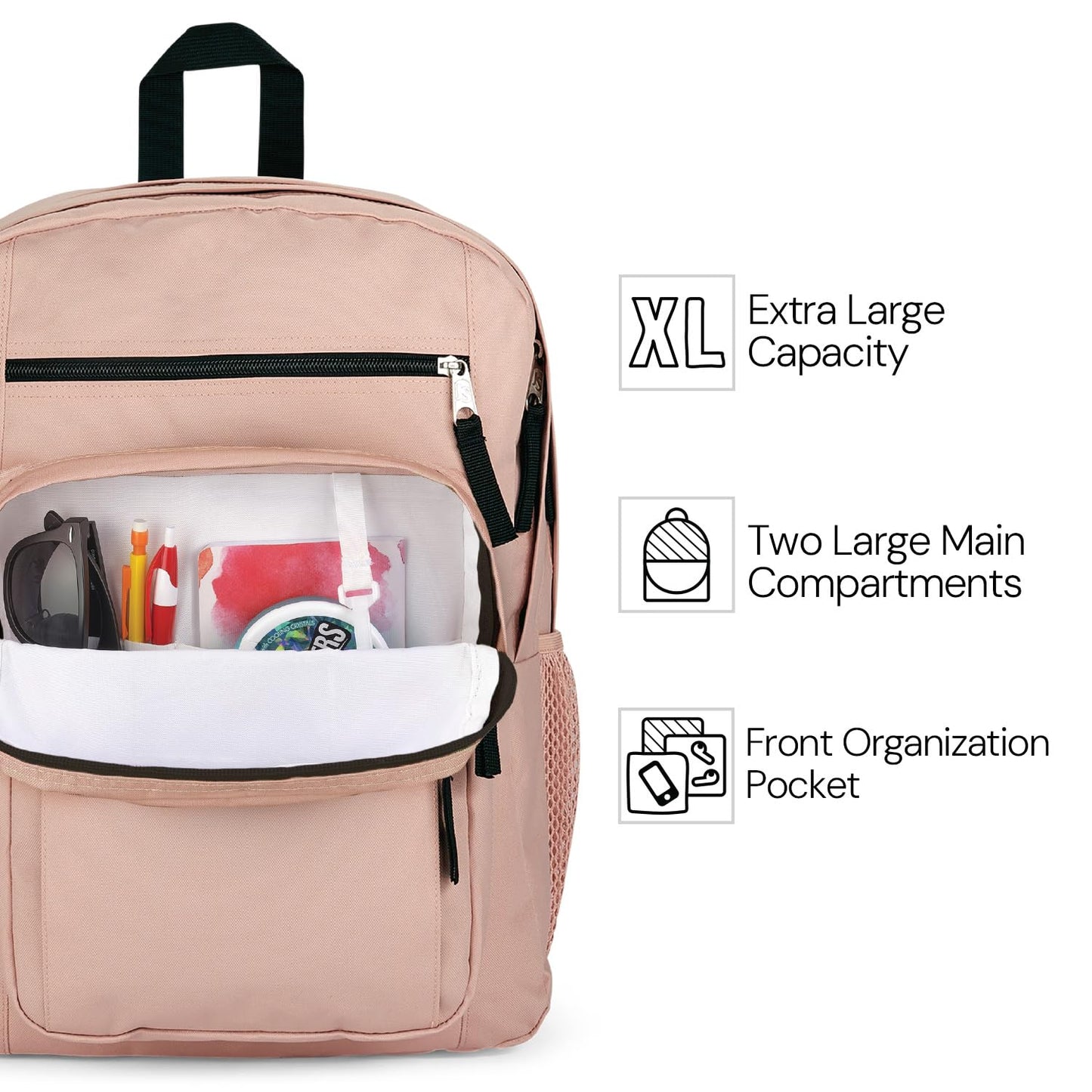 JanSport Laptop Backpack - Computer Bag with 2 Compartments, Ergonomic Shoulder Straps, 15” Laptop Sleeve, Haul Handle - Book Rucksack - Strawberry Shower