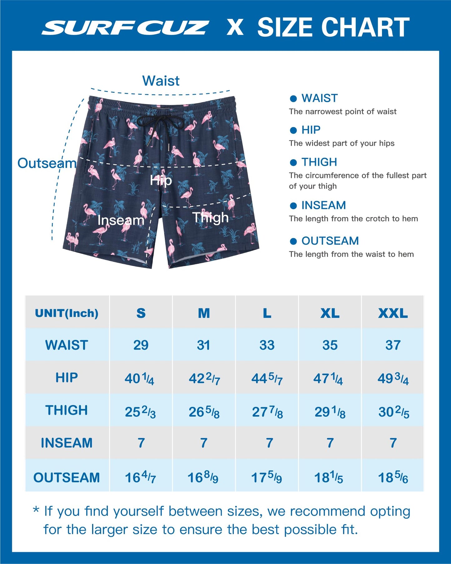 SURF CUZ Mens Swim Trunks with Compression Liner Quick Dry Swim Shorts 7" Swimming Trunks Stretch Bathing Suit 7 Inch,Flamingo-Black,L