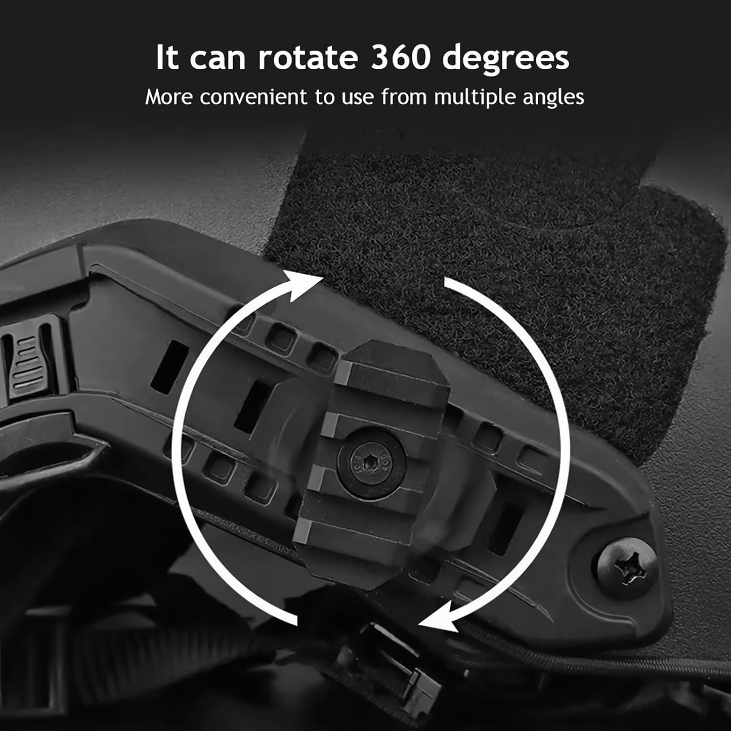 2 Pack Fast Helmet Side Rails Adapter Mount Kit 360 Degrees Rotating Tactical Rail Accessories for ARC 19mm Side Rail
