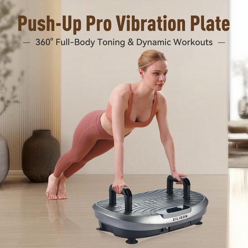 EILISON FITABS 3D Vibration Plate Exercise Machine with Seat - Ocsillation, Pulsation + Vibration Platform, Push Up | Vibration Machine for Lymphatic Drainage, Weight Loss, Recovery (Fitabs Grey)
