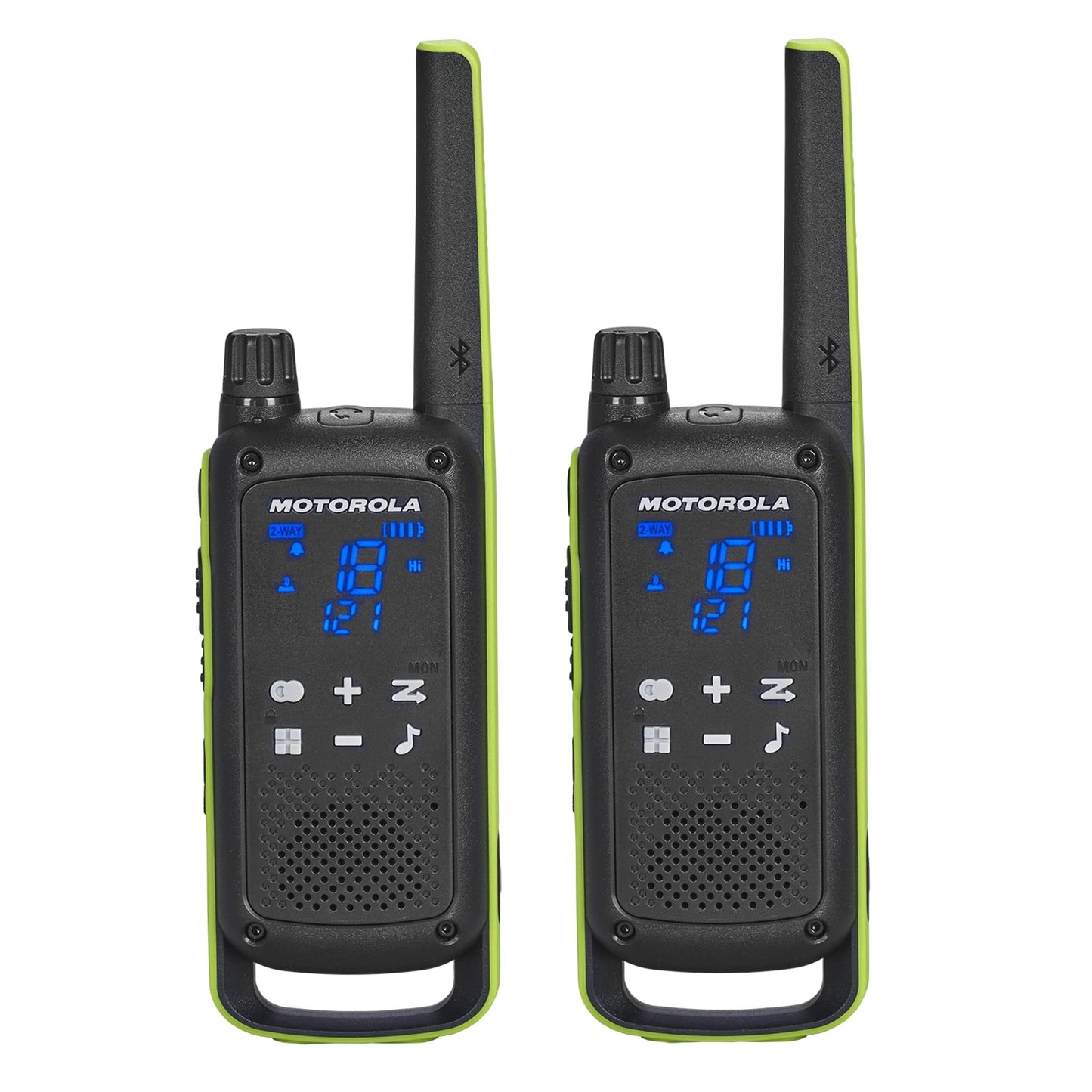 Motorola Solutions T803 Waterproof IP54 Two Way Radio Walkie Talkie 35 mi. Bluetooth w/Charging Dock 2-Pack (Lime Green)