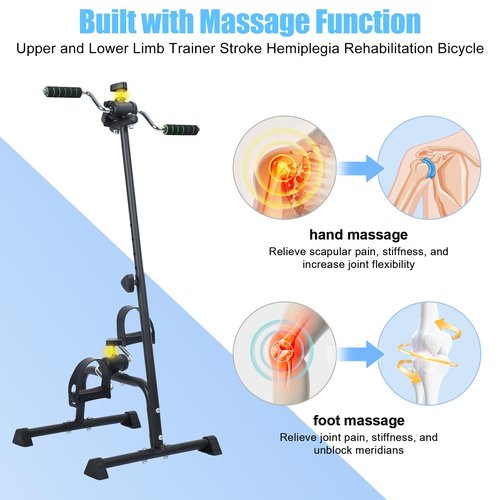 tinysiry Pedal Exerciser Bike Hand Arm Leg Knee Peddler, Adjustable Fitness Recovery Equipment with Monitor, Elderly Physical Therapy Exercise Bike floor bike pedal exerciser for Seniors Total Body
