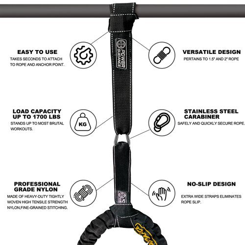 POWER GUIDANCE Battle Rope Anchor Strap Kit, Fit 1.5??2" Battle Rope for Home Gym & Outdoor Workout