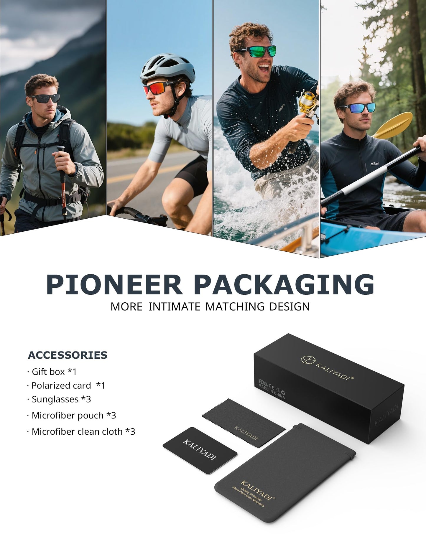KALIYADI Polarized-Sunglasses Men Sports Sun-Glasses: Men Polarized Sunglasses Women UV400 Protection for Fishing Golf