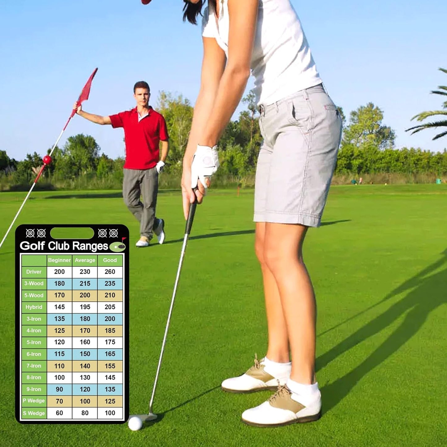 10 Pcs Golf Club Range Chart Card 2 x 3.5 inch Golfers Quick Reference Distance Card Golf Club Range Estimation Cheat Sheet Golfing Guide Cards for Golf Yardage Book Golf Club Game Scorecard