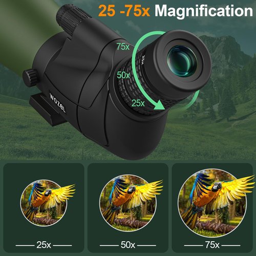 WOZEL 25-75X80 Spotting Scopes for Target Shooting - HD Spotter Scope with Tripod Carrying Bag & Smartphone Holder - BAK4 Waterproof Spotting Scope for Bird Watching Hunting Wildlife Viewing