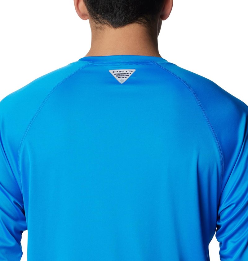 Columbia Men's Terminal Tackle Long Sleeve Shirt, Hyper Blue/Black Logo, 5X Tall