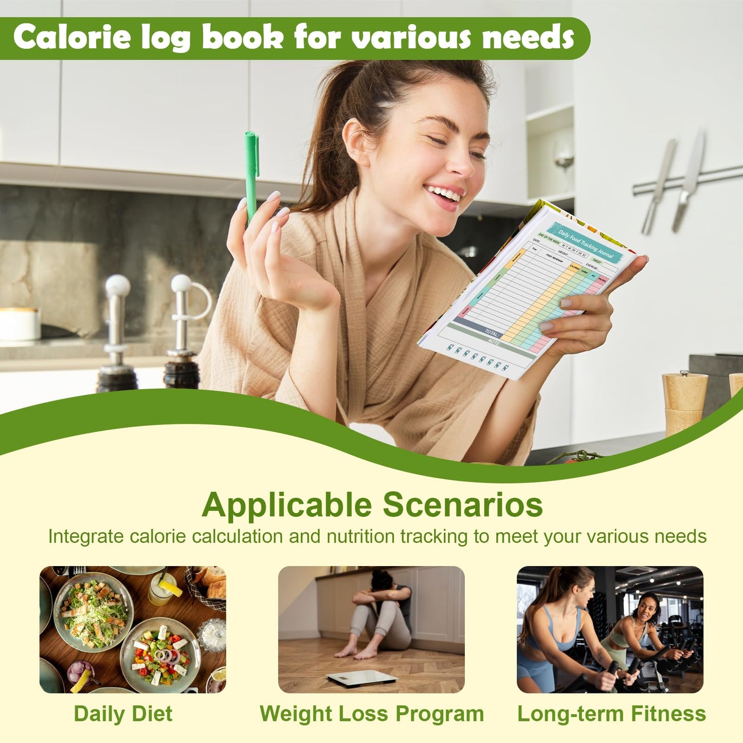1 Pcs Food Journal Diary 5.8×8.3 inch Food Tracker Journal Daily Calorie Counter Book with Breakfast Lunch Dinner Calorie and Snack Sections for Nutrition Tracker Book