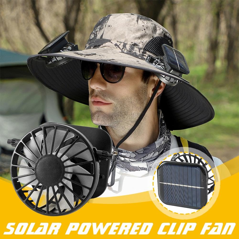 2PCS Solar Fan Replacement,2025 New Solar Powered Fan for Hat Replacement,Portable Solar Fan for Outdoor,Lightweight Cooling Fan Mini Solar Fan Hat Rechargeable for Camping Fishing