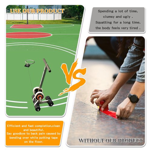 ERYRON Court Line Tape Machine Floor Marking Machine Basketball Court Line Machine Court Tape Applicator for Tiles, Concrete, Asphalt or Driveway You Can Draw The Lines and Circles You Want