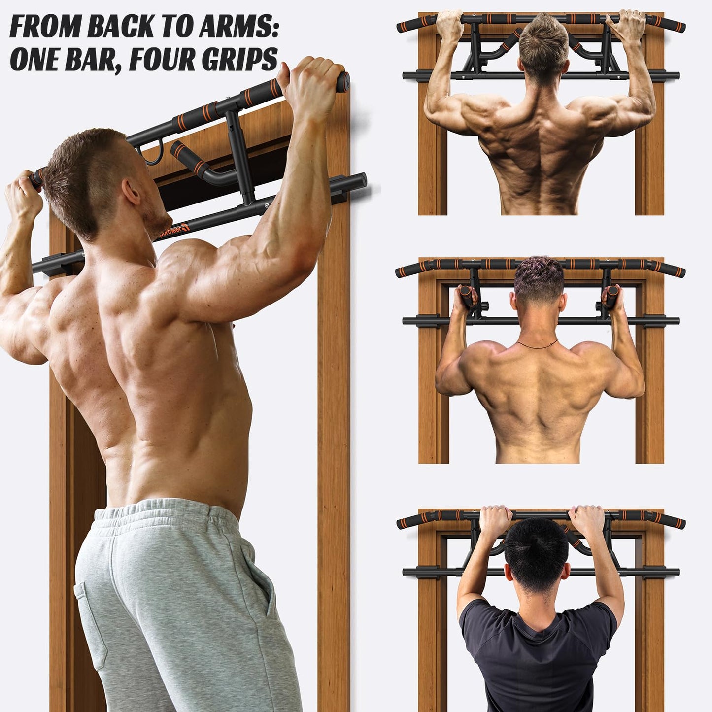 2025 Upgrade Pull up Bar for Doorway with Folding Handle, Door Pull up Bar Door Frame Multi-Grip Upper Body Trainer, 440lb Capacity, Indoor Fitness for Home Gym Strength Training