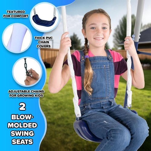 Sportspower Arcadia Star Burst Swing Set: Outdoor Heavy-Duty Metal Playset for Kids Aged 3-8 with LED Light Up Slide, Swings & Trapeze