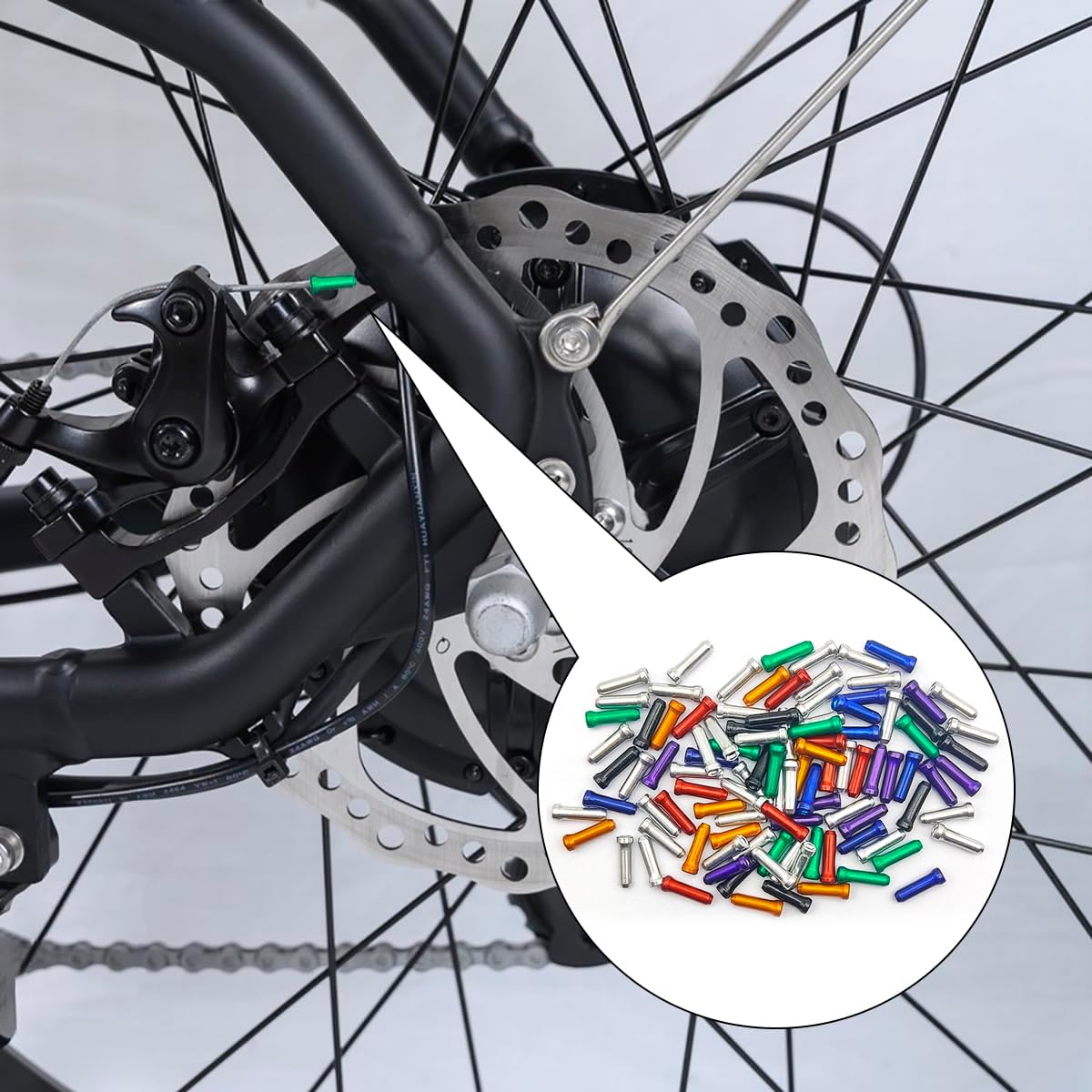 100 Pcs Bike Cable End Caps, Silver Cable End Crimps, Derailleur Cable Tips, Bike Brake Cable End Tips, Alloy Bicycle Wire End Caps, Brake Tips Shifter for Road Mountain Bicycle
