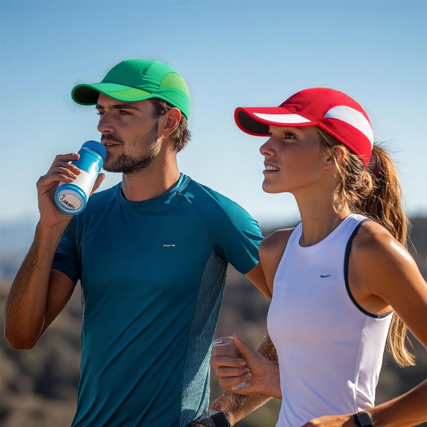 HH HOFNEN Quick Dry Baseball Cap Unstructured Running Cap Water-Resistant UPF 50+ Mesh Golf Sun Hats for Men Women Green
