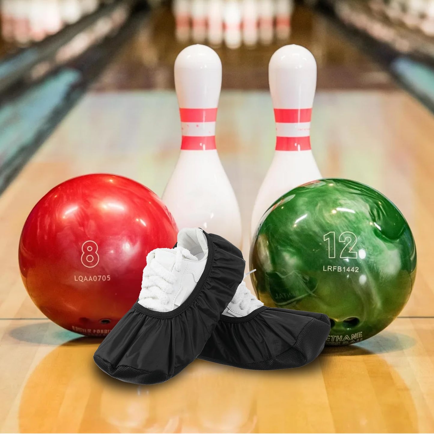 2 Pcs Washable Shoe Covers Reusable Bowling Shoe Covers Bowling Polyester Shoes Cover Protector Accessories for Men Women Sports Game Supplies Indoor Bowlings Enthusiasts Black Size 14.5× 5.1 Inches