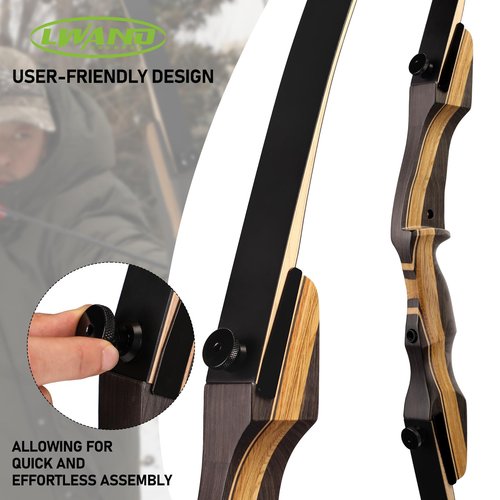 LWANO Archery Takedown Recurve Bow 62", Standard Recurve Bow for Aldults & Beginners, Right Handed, 25-50 Lbs