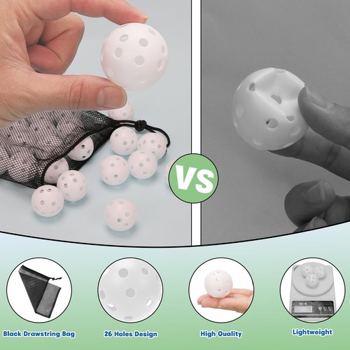 Coopay 150 Pack Practice Golf Balls, 42mm Plastic Golf Training Balls with a Drawstring Bag Hollow Sports for Swing Practice Driving Range Backyard Home Indoor Outdoor Use (White)