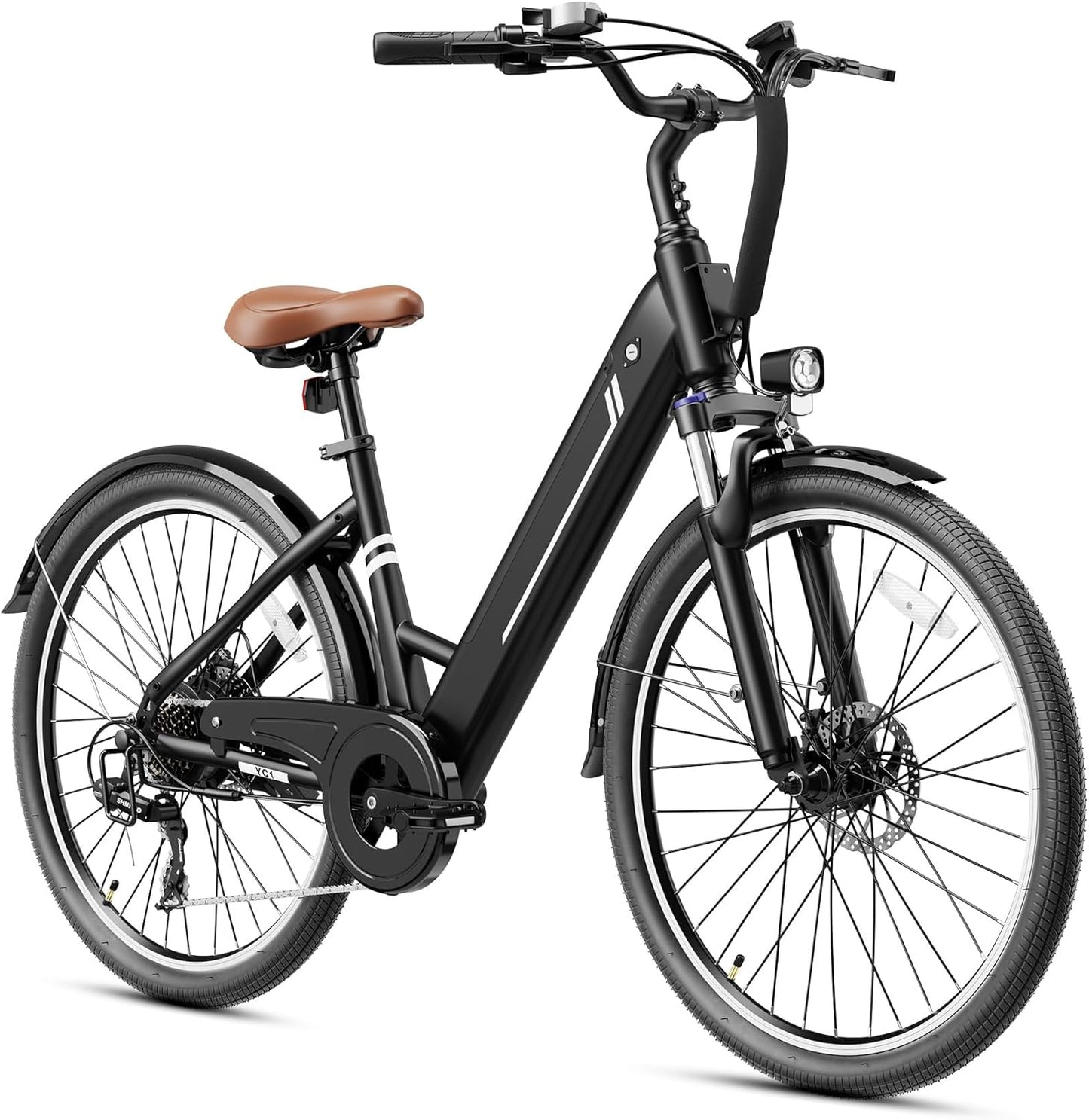 Electric Bike for Adults, 26" Up to 1000W Peak Motor Ebike 45+ Mile Range Brushless City Ebike, 25Mph 7-Speed Commuter E-Bike with Removable 360Wh Battery for Commuting, Outdoor Leisure