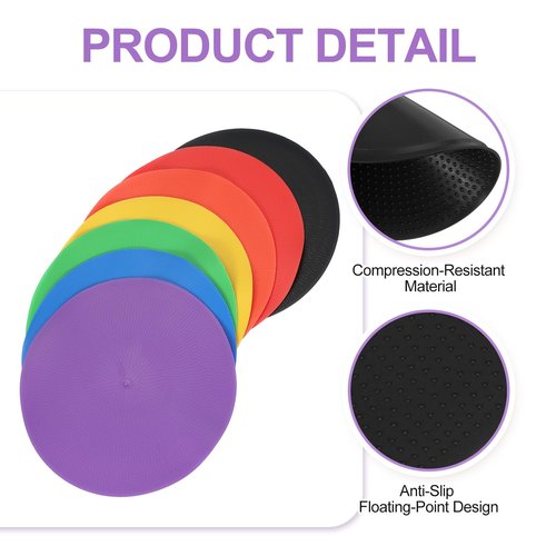 PATIKIL Spot Markers 9 Inch, 6 Pcs Non-Slip Floor Dots Agility Markers Flat Field Cones Poly Dots for Gym PE Speed Training Dance Soccer Basketball Sports, Black