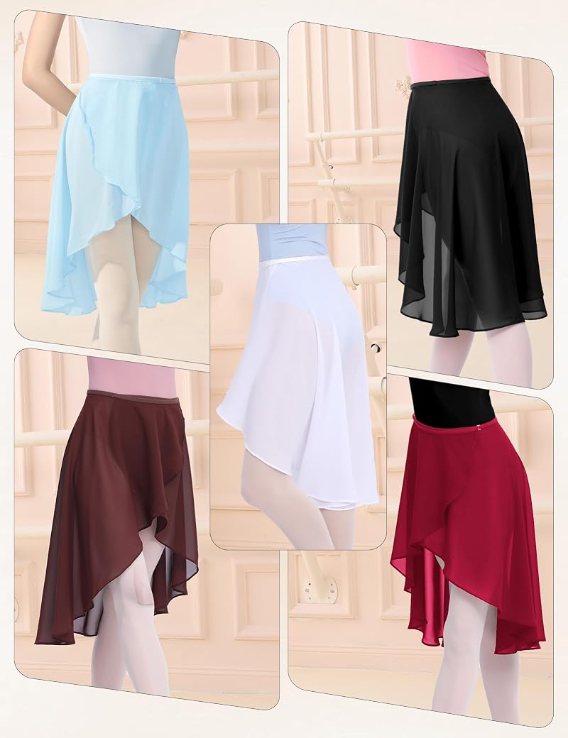 DanceDaily Women Semi-Sheer Dance Skirt Irregular Wrap - Black, One Size