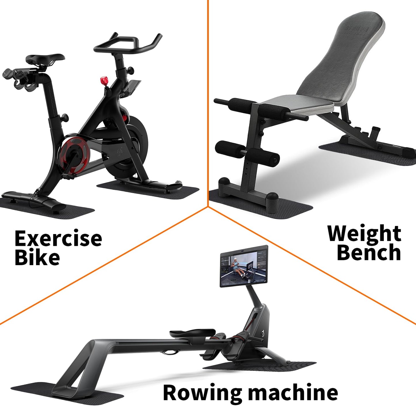 2PCS Bike/Rowing Machine Mat for Carpet Floors, Compatible with Peloton/Yosuda, Bike Mat for Hardwood Floors, Mat for Under Bike on Carpet, Indoor Stationary Bike mat,Cycling, Noise Shock Absorption
