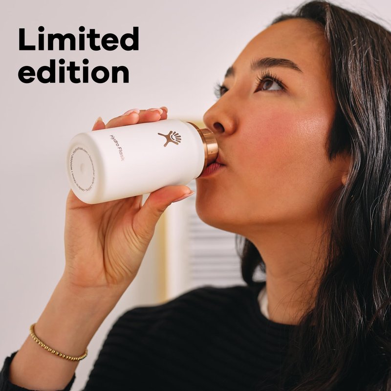 Hydro Flask Water Bottle - Insulated Stainless Steel - Wide Straw Lid, Non Spill, Leakproof in 24 Oz Chalk White Arc