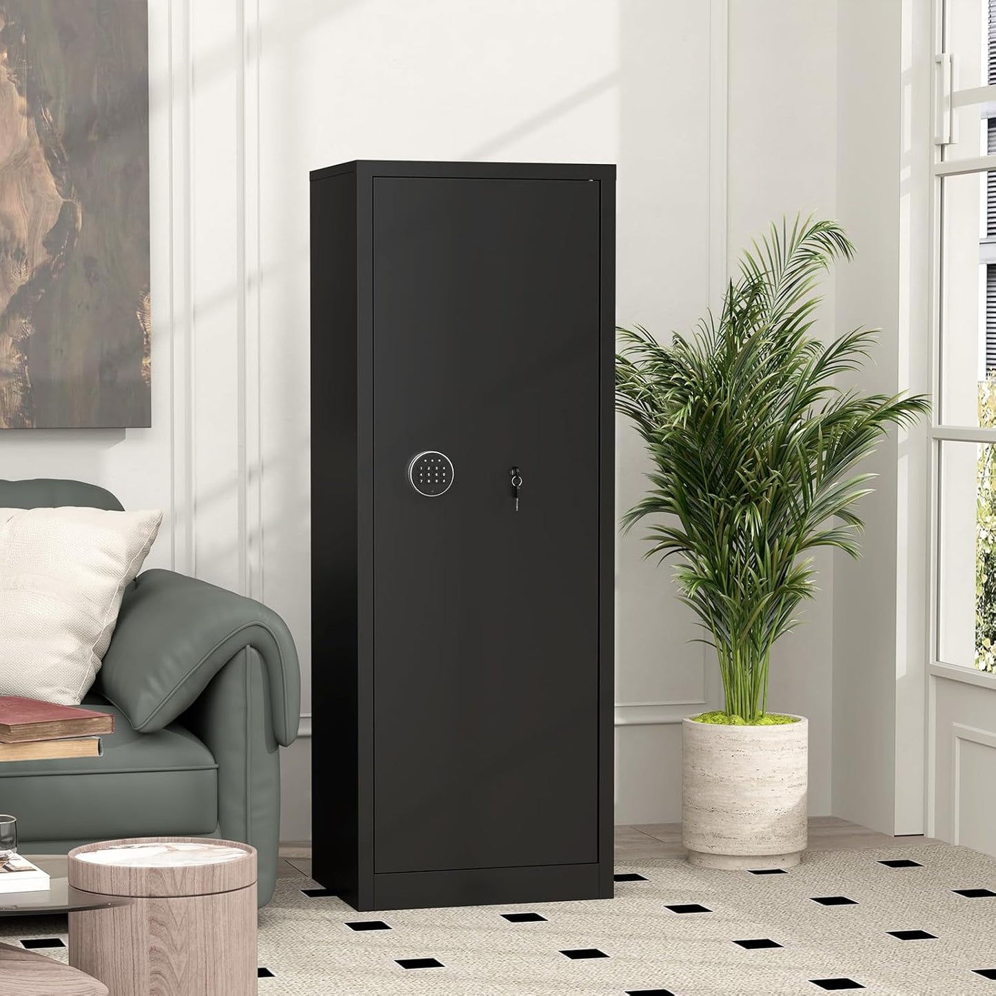 10-15 Gun Safe, Rifle Gun Safe with Removable Shelf, Locking Gun Cabinet for Rifles and Shotguns with Digital Kaypad, Shotgun Safe with Pistol Bags and Bullet Rack