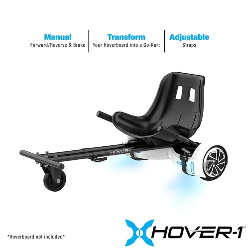 Hover-1 Buggy Hoverboard Attachment Compatible with Most 6.5" & 8" Electric Hoverboards, Hand-Operated Rear Wheel Control, Adjustable Frame & Straps, Easy Assembly & Install Hoverboard Go Kart