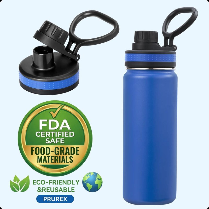 Prurex Spout Lid Replacement for Thermoflask, Takeya, Simple Modern, IRON °FLASK - Wide Mouth 12/16/18/22/32/40/64oz Water Bottles | BPA-Free Leakproof Sport Cap with Handle (2.28" Diameter 1 pack)