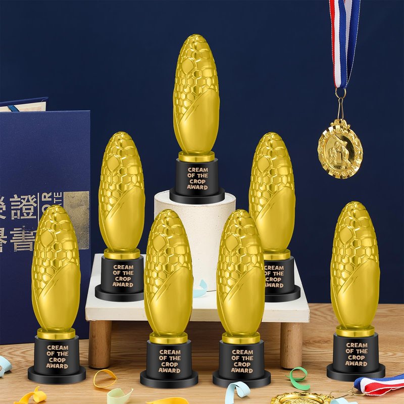 Tondiamo Small Trophy Celebrate the Top Award 6 Inch Tall Plastic MVP Funny Game Small Trophy and Awards for Employees Boss Custom Competition Gifts(Corn)