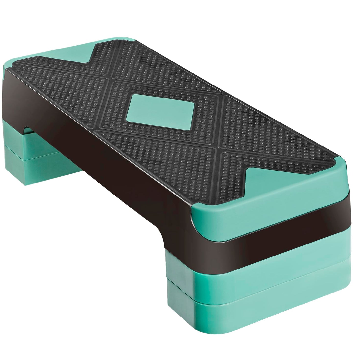26.5 Inch Aerobic Exercise Step Platform for Home Gym, 4” 6” 8”Adjustable Risers for Home Gym Fitness Workout, Stepper Step Trainer, Green
