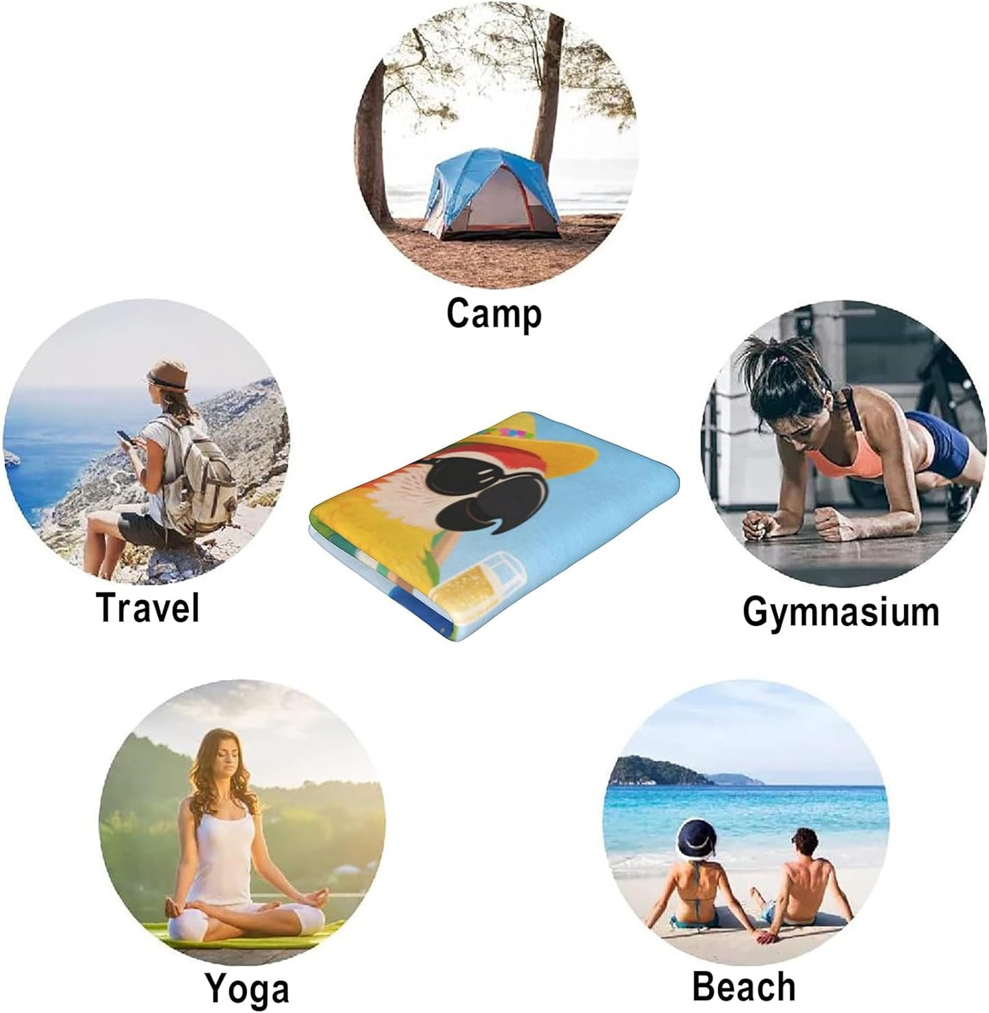 It's 5 O'Clock Somewhere Beach Towel, Funny Summer Aldult Quick Dry Camping Bath Towel, Absorbent Thin Lightweight Beach Blanket for Sports Travel Pool Swimming Bathroom 30x60 Inch/ 77X153cm