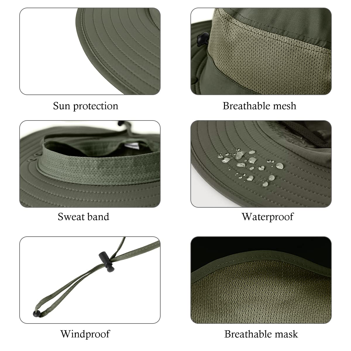 3 Pack Mens Outdoor Wide Brim Fishing Hat,UPF 50+ Sun Protection Cap with Face Neck Flap for Hiking & Garden