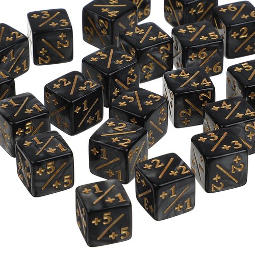 Gadpiparty 24 Pcs Counters Token Dice Acrylic D6 Loyalty Dice Compatible with MTG, CCG, Card Gaming Accessory for Kids Learning Toys Black