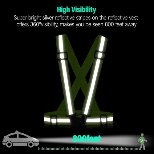 Chooseyo Reflective Vest Running Gear 2Pack,Adjustable High Visibility Safety VES for Night Cycling,Hiking, Jogging,Dog Walking