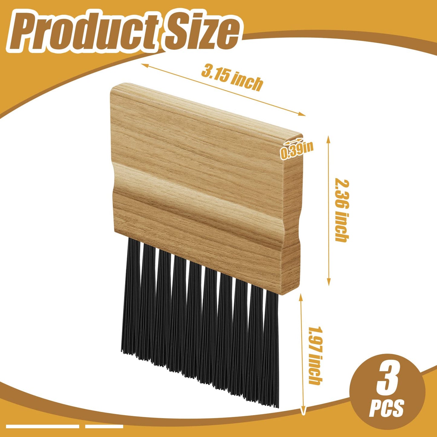 3 Pieces Umpire Brush with Wood Handle Softball Baseball Home Plate Brush for Umpire Equipment Kit, Black 4.33 x 3.15 x 0.39 Inches