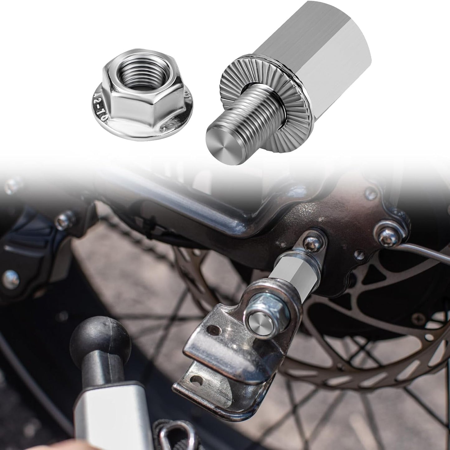 Jingzan 2 Set Bicycle Hub Hitch Adapter, M10*1.0 Thru Axle Adapter, 304 Stainless Steel Universal Bicycle Trailer Coupling Connector for Cargo, Pet & Trailers