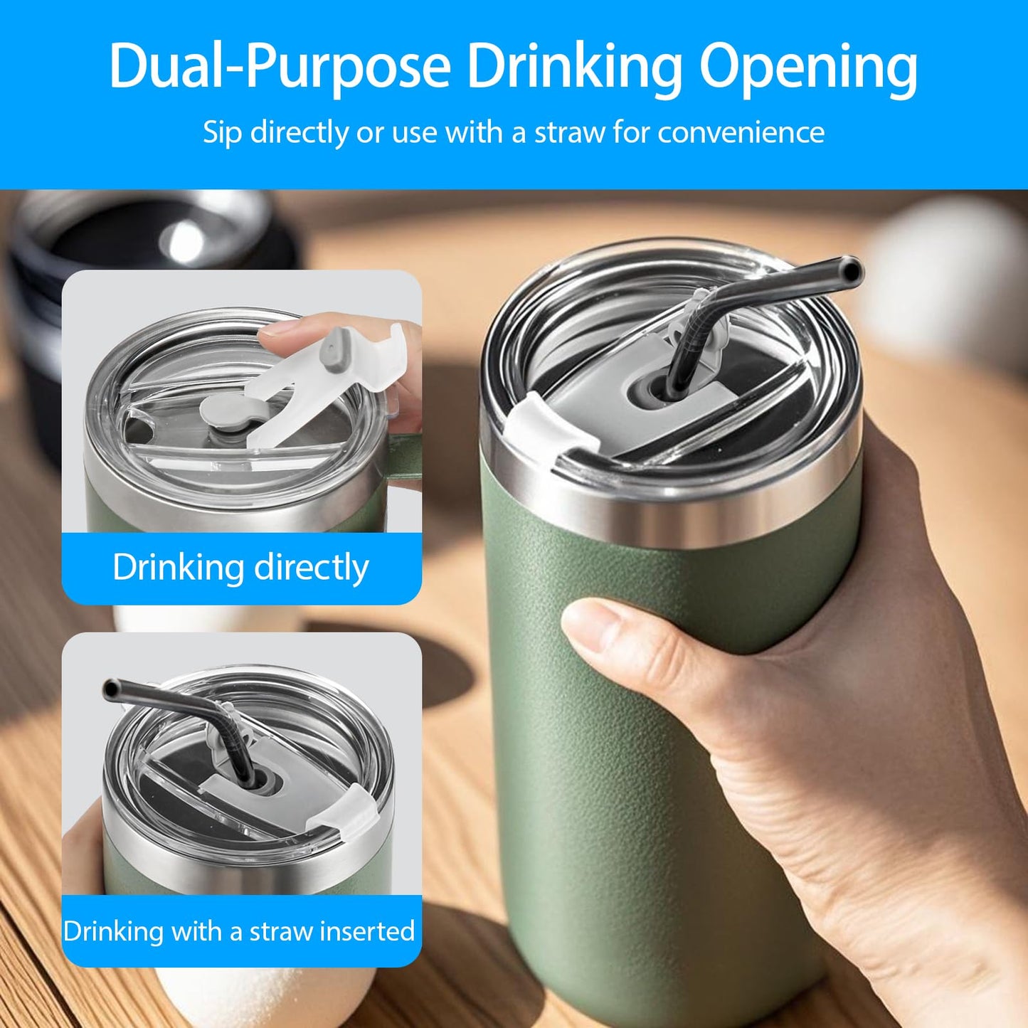 2 Pcs Replacement Lid Compatible with Stanley Camp Mug 24 oz, Spill Proof Mug Cup Lids with Sealing Silicone Ring, BPA-Free, Dishwasher Safe for Drinking Cup Cover, Clear
