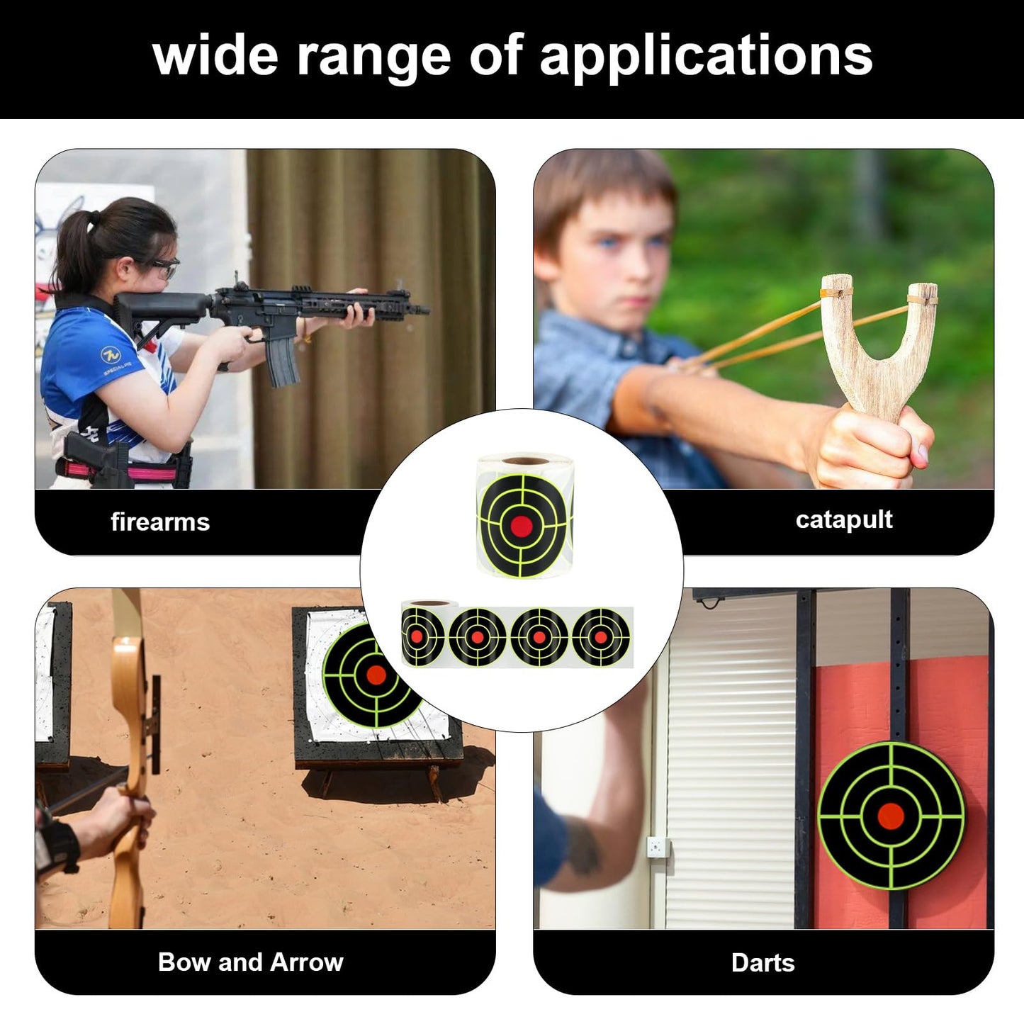 2Pcs 3 Inch Splatter Targets for Shooting Range Targets, 2 Roll/400 Pcs Splatter Target Stickers, Self Adhesive Reactive Paper Target Stickers for Archery Bow Shooting Practice