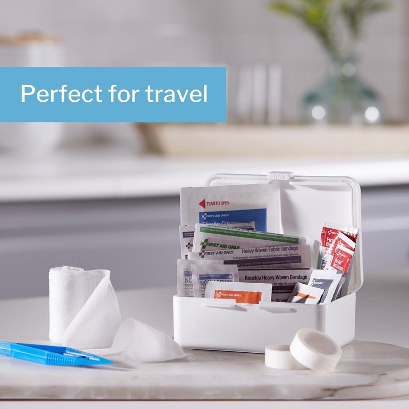 McKesson First Aid Kit - Travel Ready Portable Emergency Supplies for Minor Wound Care - Adhesive Bandages, Gauze Pads, Antiseptic Wipes, Burn Cream - Ideal for Travel, Car & On-The-Go - 37 Pieces