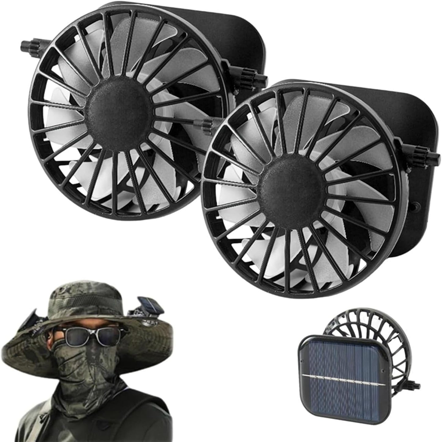 2PCS Solar Fan Replacement,2025 New Solar Powered Fan for Hat Replacement,Portable Solar Fan for Outdoor,Lightweight Cooling Fan Mini Solar Fan Hat Rechargeable for Camping Fishing