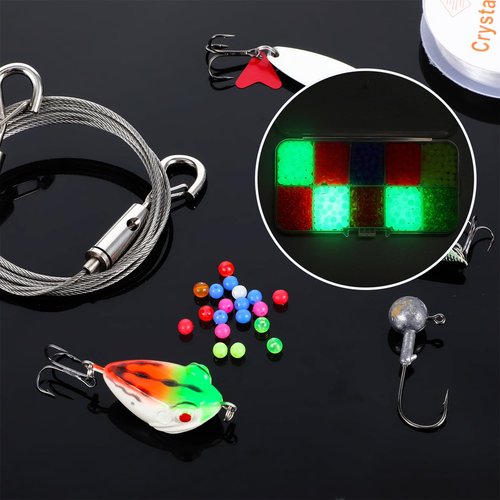 QfwdfcTrenz 1000 Pcs 5mm Fishing Beads Accessories Set, Round Float Glow Fish Line Beads Hard Plastic Fishing Rig for Freshwater and Saltwater Fish Mix 10 Colors